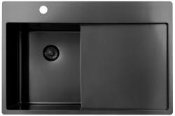 Pure.Sink Exclusivo Gun Metal piccolo lavello con zona di scolamento 78x52 cm Tapwing a sinistra PEX3478LT-61