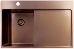 Pure.Sink Exclusivo Lavabo piccolo in rame con zona di sgocciolamento 78x52 cm Tapwing a sinistra PEX3478LT-62