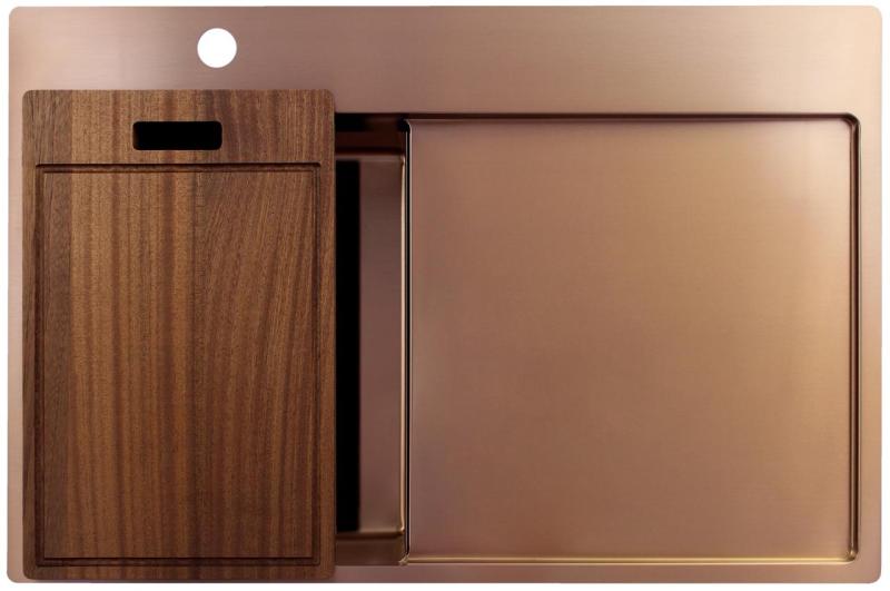 Pure.Sink Exclusivo Lavabo piccolo in rame con zona di sgocciolamento 78x52 cm Tapwing a sinistra PEX3478LT-62