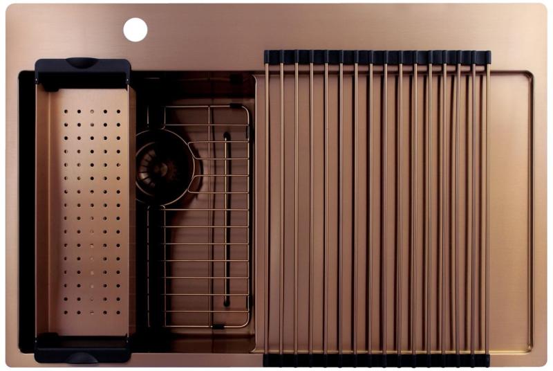 Pure.Sink Exclusivo Lavabo piccolo in rame con zona di sgocciolamento 78x52 cm Tapwing a sinistra PEX3478LT-62