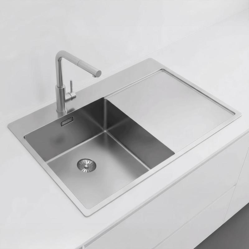 Pure.Sink Exclusivo Lavello in acciaio inossidabile con zona di scolo 78x52 cm Tapwing a sinistra PEX4078LT-02