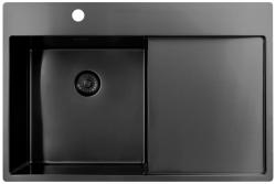 Pure.Sink Exclusivo Gun Metal lavello con zona di scolamento 78x52 cm Tapwing a sinistra PEX4078LT-61
