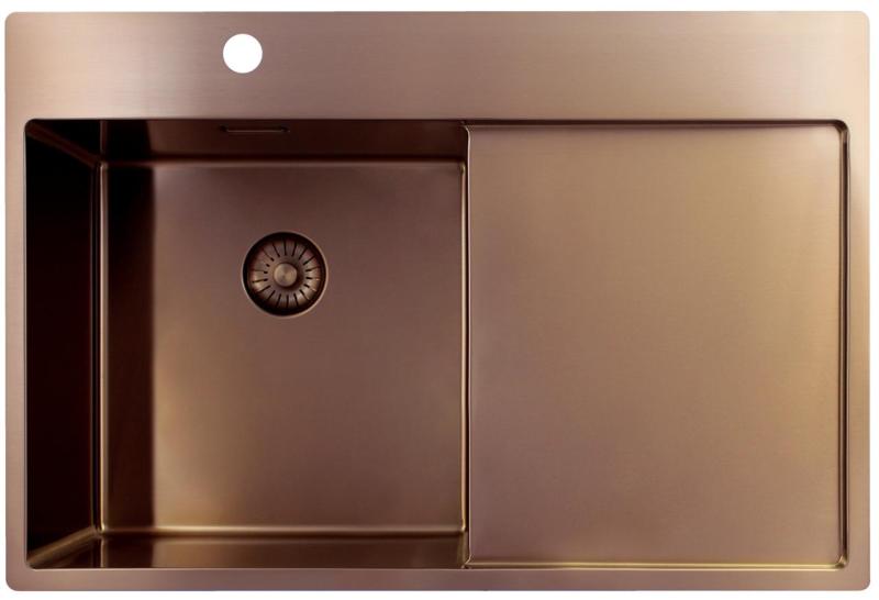 Pure.Sink Exclusivo Lavabo in rame con zona di scolo 78x52 cm Tapwing a sinistra PEX4078LT-62