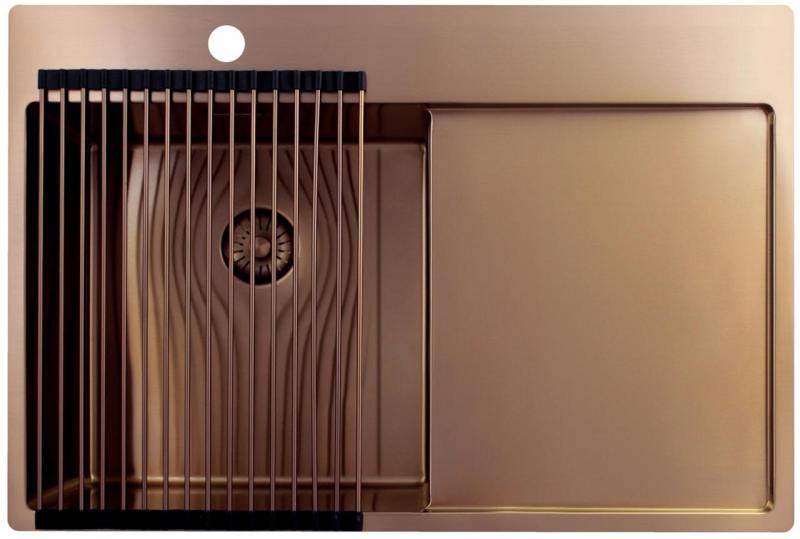 Pure.Sink Exclusivo Lavabo in rame con zona di scolo 78x52 cm Tapwing a sinistra PEX4078LT-62