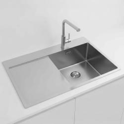 Pure.Sink Exclusivo lavello in acciaio inossidabile con zona di scolamento 78x52 cm Tapwing a destra PEX4078RT-02