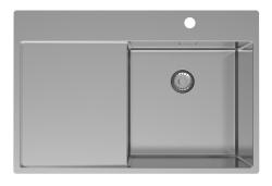 Pure.Sink Exclusivo lavello in acciaio inossidabile con zona di scolamento 78x52 cm Tapwing a destra PEX4078RT-02