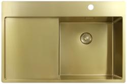 Pure.Sink Exclusivo Lavello dorato con sgocciolatoio 78x52 cm Rubinetto a leva destro PEX4078RT-60