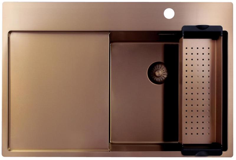 Pure.Sink Exclusivo Lavabo in rame con zona di scolamento 78x52 cm Tapwing a destra PEX4078RT-62