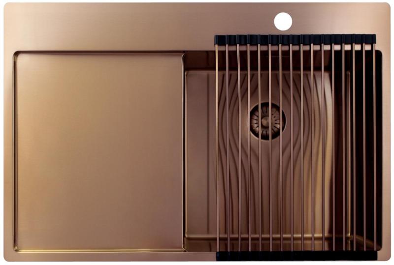 Pure.Sink Exclusivo Lavabo in rame con zona di scolamento 78x52 cm Tapwing a destra PEX4078RT-62