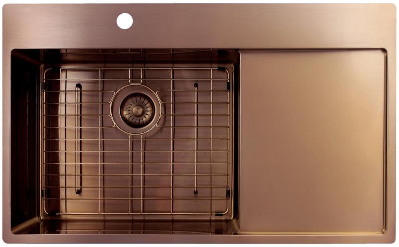 Pure.Sink Exclusivo Lavabo in rame con zona di scolo 86x52 cm Tapwing a sinistra PEX5086LT-62