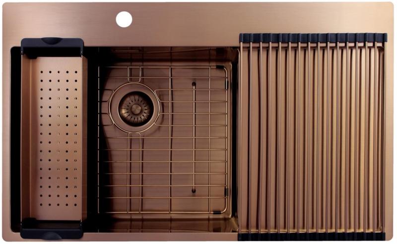 Pure.Sink Exclusivo Lavabo in rame con zona di scolo 86x52 cm Tapwing a sinistra PEX5086LT-62