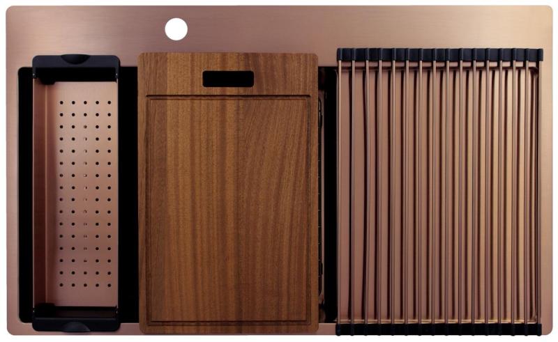 Pure.Sink Exclusivo Lavabo in rame con zona di scolo 86x52 cm Tapwing a sinistra PEX5086LT-62