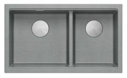 Lavabo da incasso Newport II in granito grigio doppio 76x45 cm con tappo in acciaio inossidabile 1208971370