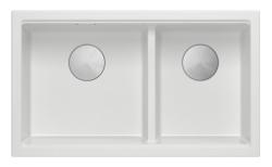 Lavabo sottopiano Newport II doppio in granito bianco 702 x 390 mm con tappo in acciaio inossidabile 1208971383