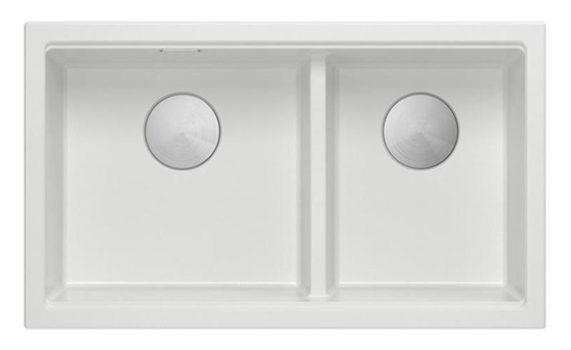 Lavabo sottopiano Newport II doppio in granito bianco 702 x 390 mm con tappo in acciaio inossidabile 1208971383