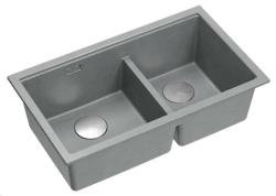 Lavello sottopiano Quadri Newport II Doppio in granito grigio 702 x 390 mm con tappo in acciaio inossidabile 1208971385