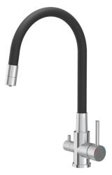 Rubinetto da cucina Quadri Selene in acciaio inox a 3 vie con beccuccio flessibile e connessione aggiuntiva per acqua filtrata 1208971407
