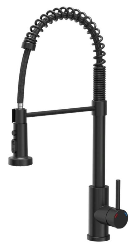 Rubinetto da cucina Quadri Redwick nero con bocchetta semi-flessibile e doccia con 2 tipi di getto più funzione di arresto dell'acqua 1208971410