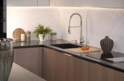 Rubinetto da cucina Quadri Redwick in acciaio inossidabile con beccuccio semi-flessibile e doccia con 2 tipi di getto più funzione di arresto dell'acqua 1208971411