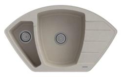 Graniteland Monte Lavello ad angolo in granito beige da appoggio 901x538mm con tappo in acciaio inossidabile 1208971414