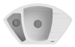 Graniteland Monte Lavello d'angolo in granito bianco da appoggio 901x538mm con tappo in acciaio inossidabile 1208971415