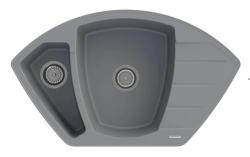 Graniteland Monte Lavello angolare in granito grigio da incasso 901x538mm con tappo in acciaio inossidabile 1208971416