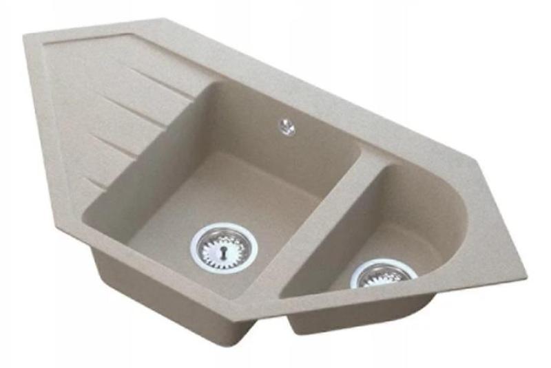 Graniteland Amiata Graniti beige Lavello ad angolo da incasso 965x496mm con tappo in acciaio inossidabile 1208971417