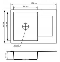 Graniteland Nex Lavabo in granito grigio con zona di scolatura 574x464 mm 1208971431