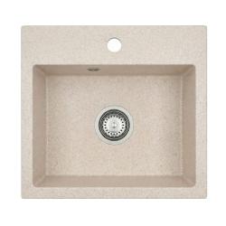 Graniteland Nera Lavabo in granito 45x42 cm Beige con foro per rubinetto e tappo in acciaio inossidabile 1208971434
