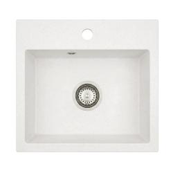 Graniteland Nera Lavabo in granito 45x42 cm Bianco da incasso con foro per rubinetto e tappo in acciaio inossidabile 1208971435