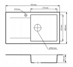 Graniteland Liri Lavandino in granito beige con zona di scolamento 765x448 mm 1208971439