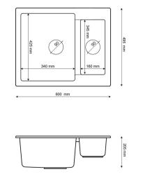 Graniteland Adda Granito Bianco 1.5 Lavabo da Appoggio 600x495mm 1208971455