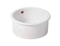 Ausmann Ceramic Ember Lavabo ceramico rotondo bianco da incasso e sottotop con tappo di rame 1208971462