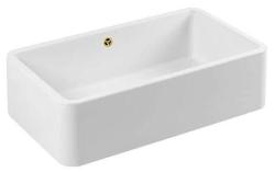 Ausmann Ceramic Mira Lavabo Ceramico Bianco - Sottotop e Intermedio 795 x 460 mm con Tappo Dorato 1208971466