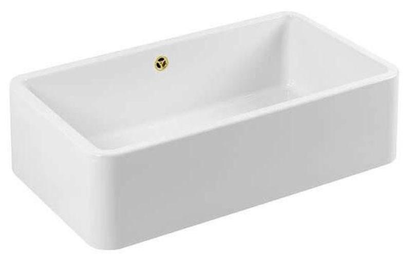 Ausmann Ceramic Mira Lavabo Ceramico Bianco - Sottotop e Intermedio 795 x 460 mm con Tappo Dorato 1208971466