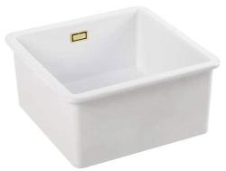 Ausmann Ceramic Ember Lavabo Ceramico Bianco Quadrato da Incasso e Sottotop 40 x 40 cm con Tappo Dorato 1208971481
