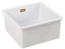 Ausmann Ceramic Ember Lavabo Ceramico Bianco Quadrato da Appoggio e da Incasso 40 x 40 cm con Tappo di Rame 1208971482