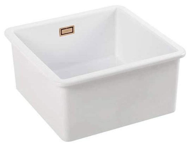 Ausmann Ceramic Ember Lavabo Ceramico Bianco Quadrato da Appoggio e da Incasso 40 x 40 cm con Tappo di Rame 1208971482