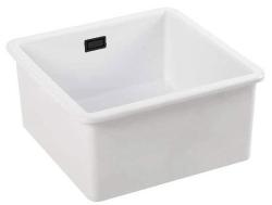 Ausmann Ceramic Ember Lavabo Quadrato in Ceramica Bianca da Appoggio e Sottotop 40 x 40 cm con Tappo Nero 1208971484
