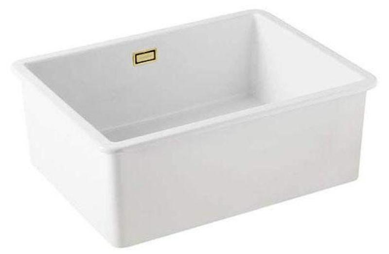 Ausmann Ceramic Ember Lavabo in ceramica bianca - Montaggio superiore e inferiore 54 x 40 cm con tappo dorato 1208971491