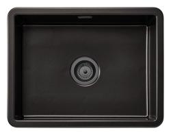 Ausmann Ceramic Ember Lavabo in ceramica nero opaco - Da incasso e sottotop 54 x 40 cm con tappo in Gun Metal 1208971498