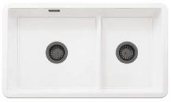 Ausmann Ceramic Ember Lavabo in ceramica bianca da un tempo e mezzo da incasso e sottotop 733 x 401 mm con tappi in metallo brunito 1208971520