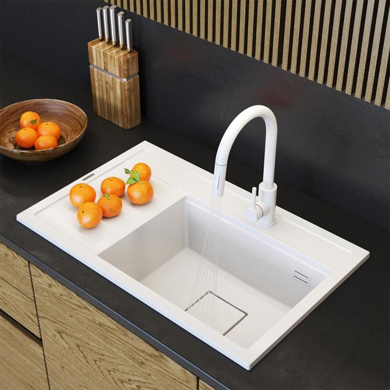 Graniteland Seta Lavabo Bianco in Granito da Incasso 80x50 cm 1208971618