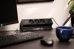 Presa per mobili Basco, 3 prese con messa a terra, USB A+C, cavo da 1,5m, nero con montaggio