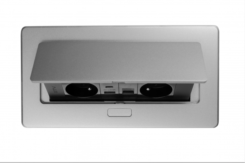 Presa per mobili MULTISOFT, 2xSHUKO, USB A+C, RJ45, cavo 1,5 m, alluminio