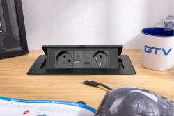 MULTISOFT Presa per Mobili 2x Presa con Messa a Terra, USB A+C, RJ45, Cavo di Alimentazione con Spina, Nero