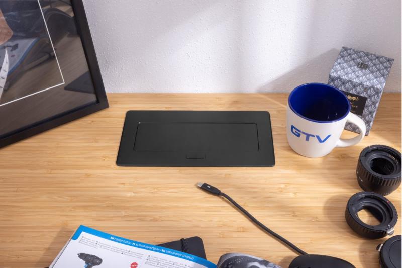 MULTISOFT Presa per Mobili 2x Presa con Messa a Terra, USB A+C, RJ45, Cavo di Alimentazione con Spina, Nero