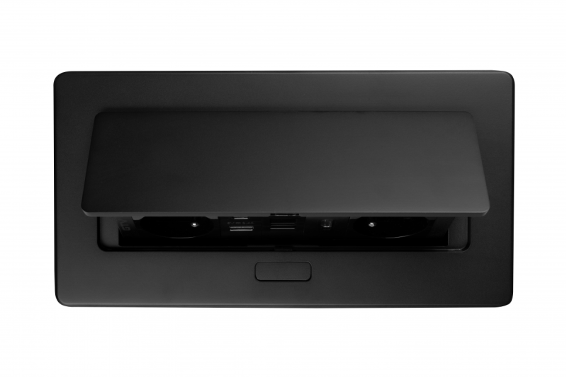 Presa per mobili MULTISOFT, 2xSHUKO, USB A+C, RJ45, cavo HDMI 1,5 m, nero