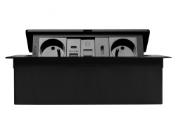 Presa per mobili MULTISOFT 2x Presa con Messa a Terra, USB A+C, RJ45, HDMI, Cavo di Alimentazione con Spina, Nero