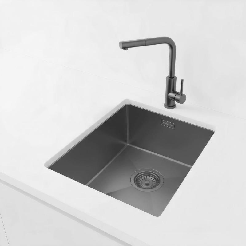 Pure.Sink Luxion Lavello color canna di fucile 36x40 cm, da incasso sotto piano, da incasso a filo piano e da appoggio PLX3640-61